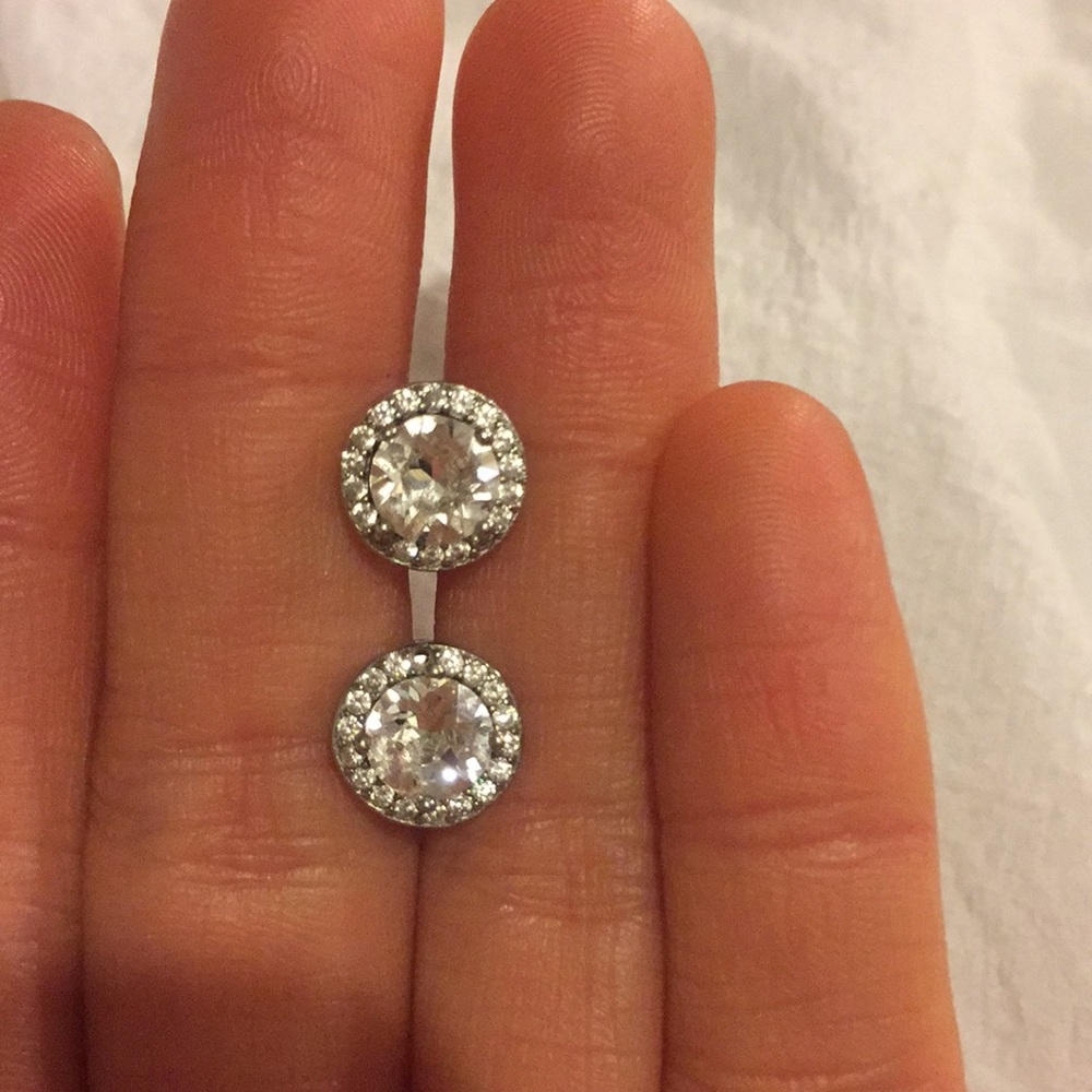Studded earrings sterling silver cubic zirconia